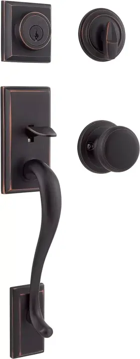 98001-104 Kwikset Hawthorne Entry Door Handleset Venetian Bronze With Juno Knob And Deadbolt