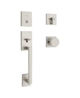 98180-052 Kwikset San Clemente Low Profile Door Handleset And Deadbolt Satin Nickel