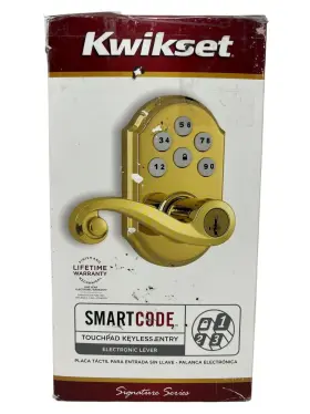 99110-001 Kwikset 911 Smartcode Door Lock Smartkey Keyless Entry Lever Handle Brass