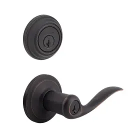 991tnl11p Kwikset Tustin Keyed Entry Lever And Deadbolt Combo Venetian Bronze Smartkey