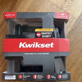 99910-058 Kwikset Halifax Entry Door Lock Matte Black Smartkey Security Reversible Lever