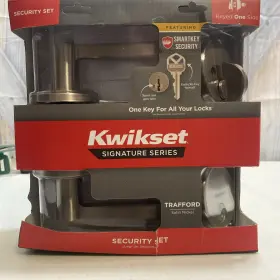 99910-075 Kwikset Trafford Keyed Entry Handle And Single Cylinder Deadbolt Combo