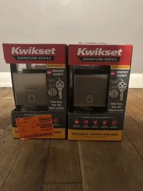 Sl4001 Kwikset Signature Series Satin Silver Deadbolt Keyed One Side Kick-in Re