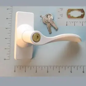 202486301 Larson Metal Mortise Lever Lock Keyed White