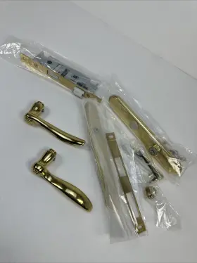 L20275507 Larson Mortise Hardware Kit Handle Set With Keyed Deadbolt 20275507 Polished Brass