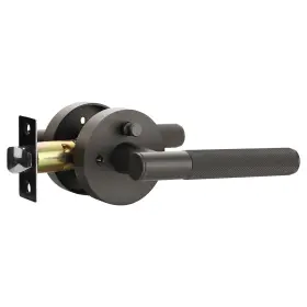 Litlheim 090058190313 Privacy Knurled Grey Door Handle - Durable Stylish Interior Lever For Bedroo