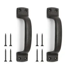 Livfodrm 764577845951 Barn Door Pulls Handles Heavy Duty Cast Iron Gate Handle 7 Inch Metal Hardwa