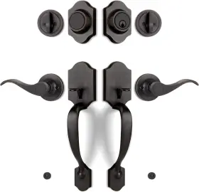 Mdhst2010 Loqron Double Front Door Handle Set With Dummy And Deadbolt Entry Lock