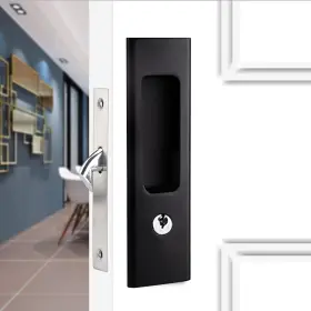 Dla5fbl-160amz Lwzh 6.3 Inch Matte Black Privacy Pocket Door Lock Hardware Invisible Recessed H