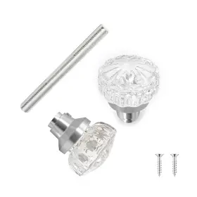 Gdk-s-1amz Lwzh 1 Pack Glass Interior Door Knobs Old Style Brushed Nickel