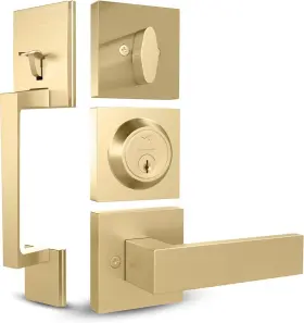 Ene7sb Mega Handles - Tobelle Entry Door Handleset In Satin Brass Finish Single Cy