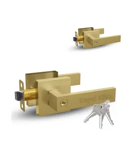 Fbm-robell-en-sb-ka-2 Mega Handles Robell Entry Lever Door Handle And Single Cylinder Deadbolt Loc