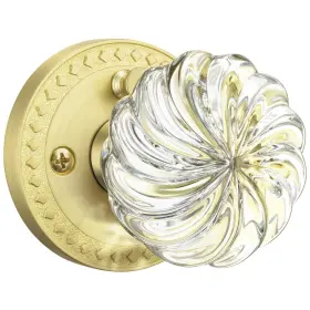 Sy2151-gd Mensarix Glass Door Knobs With Lock Gold Satin Brass Crystal Interior For