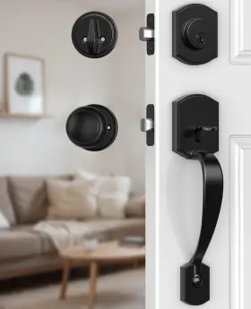 Sy2160-mb Mensarix Front Door Handle And Deadbolt Set Matte Black Lock With Knob