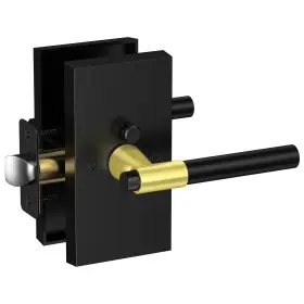 Sy2165 Mensarix Black And Gold Door Handles Interior With Lock Zinc Alloy Rectangular Modern