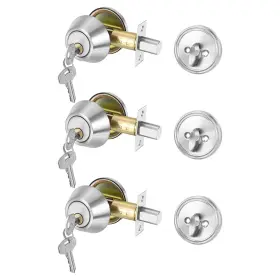 Metallixity 639664258573 3 X Single Cylinder Deadbolts Exterior Door Locks With Different Keys
