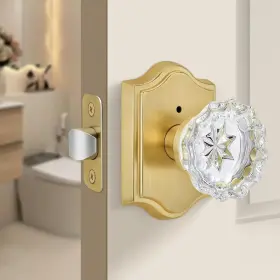 B0d83bsqf4 Moquin Brushed Gold Privacy Glass Door Knob With Lock Keyless Vintage Crystal Doorknob