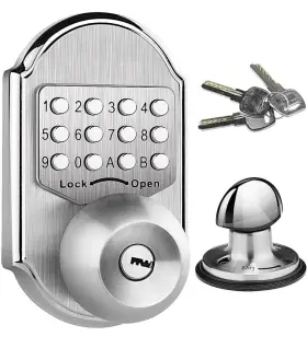 Motovecor 745499711937 Keyless Door Lock Deadbolt Entry Knob Keypad 6.4 6.1 4.1 Silver1