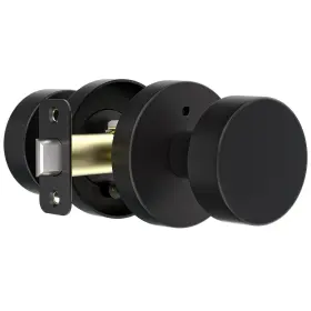 Naubea 658359051657 Matte Black Door Knobs Interior Privacy Knob With Lock Heavy Duty