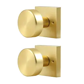 Naubea 658359054603 2 Pack Gold Dummy Door Knob Interior Satin Brass Knobs For Clo