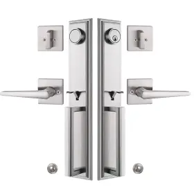Nb Hardware 131637251757 Silver Double Door Handleset Front Entry Lockset Exterior Fu