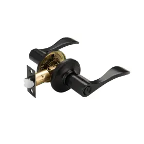 Al309 Ncl Hardware Black Door Handle Interior Wave Lever Knob With Lock Privacy
