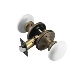 Pn005ab-bk Ncl Hardware White Door Knobs Knob Interior Porcelain Round Antique Brass