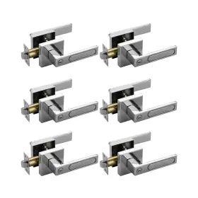 10p-htl22sn Ncsen 6 Pack Bright Chrome Privacy Door Handles Interior Knobs For Bed And Ba