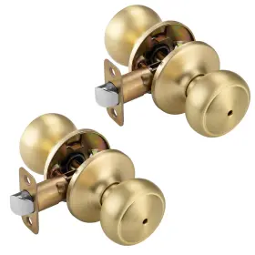 2p-5768sb-bk Ncsen 2 Pack Gold Door Knobs Interior Knob With Satin Brass