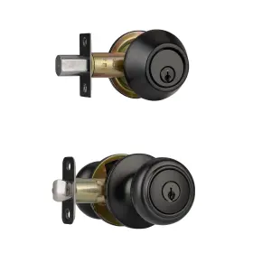 5768 Ncsen Matte Black Door Knobs Interior Knob With Lock Coastal Style F
