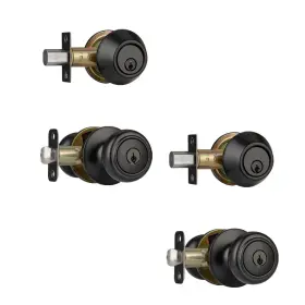 5768d01mb-2p Ncsen 2 Pack Matte Black Door Knobs Interior Knob With Lock Coastal Style