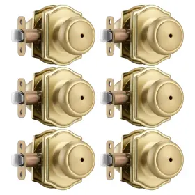 6p-5768c-sb-bk Ncsen 6 Pack Gold Door Knobs With Camelot Trim Interior Knob Lock Coastal