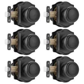 6p-576c-mb-ps Ncsen 6 Pack Matte Black Door Knobs With Camelot Trim Interior Knob Lock