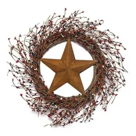 Neolartes 2025-03wreath Neolftartes 22 Inch American Patriotic Wreath With Red White And Blue Barn Star