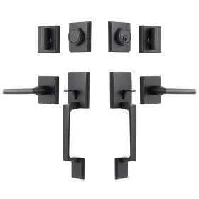 A157 Neutype Modern Front Door Handle Set Matte Black Keyed And Dummy Handleset