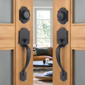 S720 Neutype Traditional Front Door Handle Set Matte Black Double With Dummy H