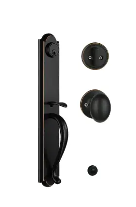 Mdhst201810b-knob Newbang Keyed Door Handleset For Exterior Front Aged Bronze Finish With