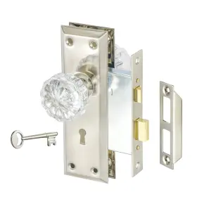 Newliplace 611558497077 Mortise Lock Set With Crystal 1 Pack Brushed Nickel