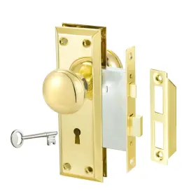 Newliplace 611558497954 Mortise Lock Set For Interior Door Antique Knobs Gold Knob With Lo