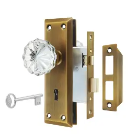 Newliplace 635408118820 Mortise Lock Set For Interior 1 Pack Antique Brass