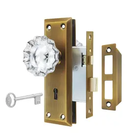 Newliplace 635408118844 Upgraded Mortise Lock Set For Interior Antique Brass