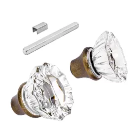 Newliplace 635408121417 1 Pack Glass Door Knobs Interior Mortise Lock Vintage Antique Brass