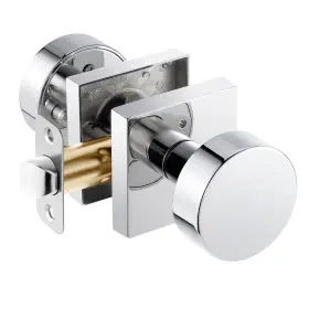 Newliplace 639395276211 Polished Chrome Door Knobs Interior Privacy Knob With Lock Chr