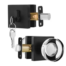 Newliplace 639395276402 Exterior Glass Door Knob With Single Cylinder Deadbolt Lockset Entry Crystal