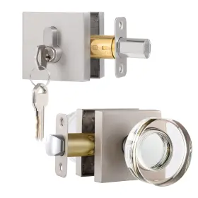 Newliplace 639395276457 Exterior Glass Door Knob With Single Cylinder Brushed Nickel