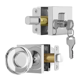 Newliplace 639395276501 Glass Door Knob With Single Cylinder Deadbolt Lockset Exterior Crystal