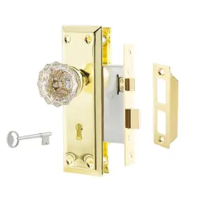 Mor-fgh-02 Newliplace Mortise Lock Set For Interior Door Antique Vintage Style Crystal Glass