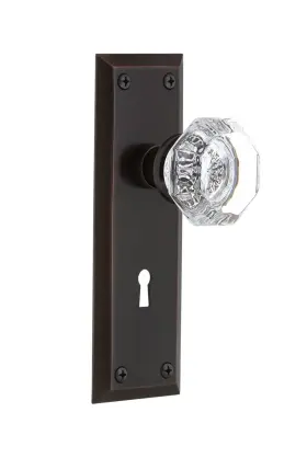 703911 Nostalgic Warehouse New York Plate With Waldorf Crystal Knob Mortise - 2.25 Inch