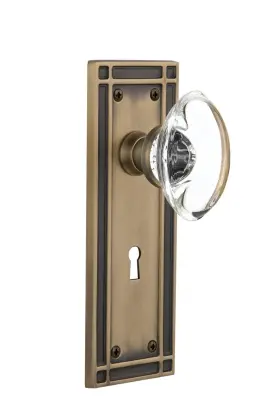 711614 Nostalgic Warehouse Mission Plate With Keyhole Oval Clear Crystal Glass Knob