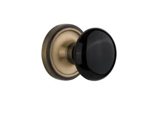 713155 Nostalgic Warehouse Classic Rosette Black Porcelain Door Knob Privacy - 2.75 Inch